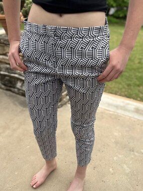 Boden Capri Cropped Pants Dark Blue & White size 8R